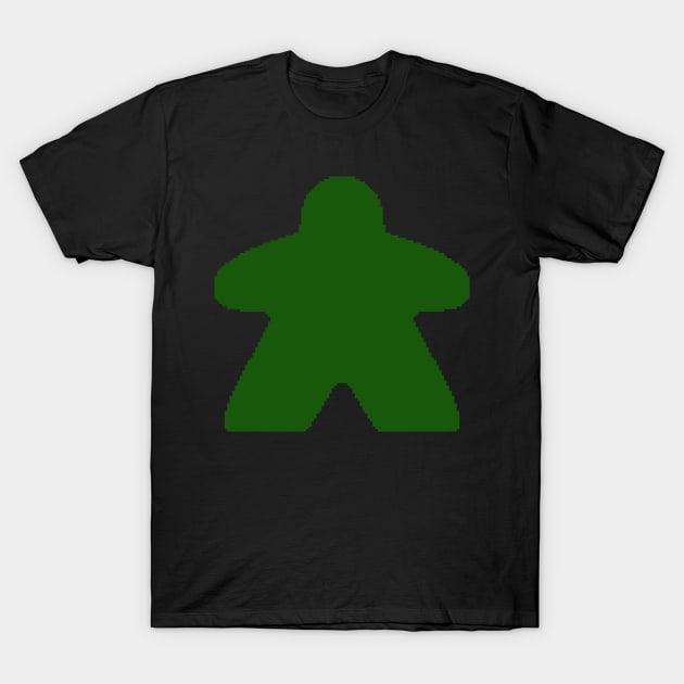 Green Pixelated Meeple T-Shirt by pookiemccool